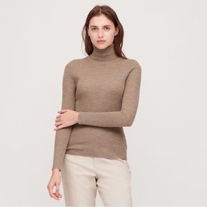 Taupe Uniqlo Merino Turtleneck